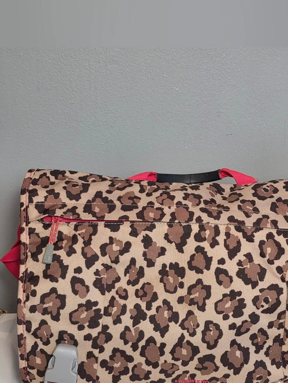 Lands End Leopard Print Messenger Tote Bag Backpack Back to School Travel Work
